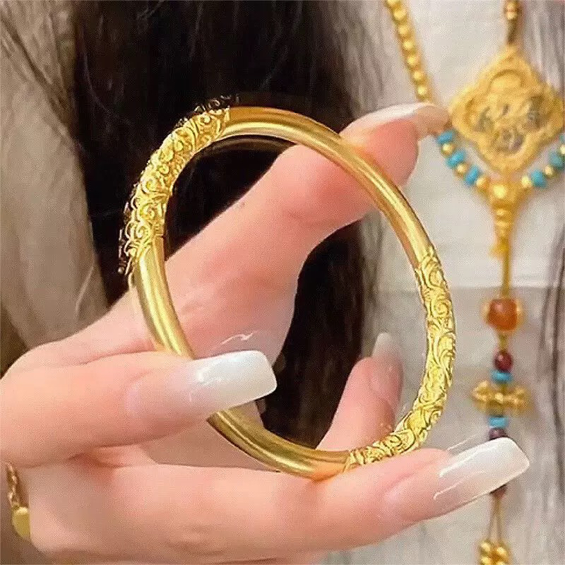 福韵天玺 铜合金手镯 《韵系列》新款金色卷草纹手镯饰品经典镯子