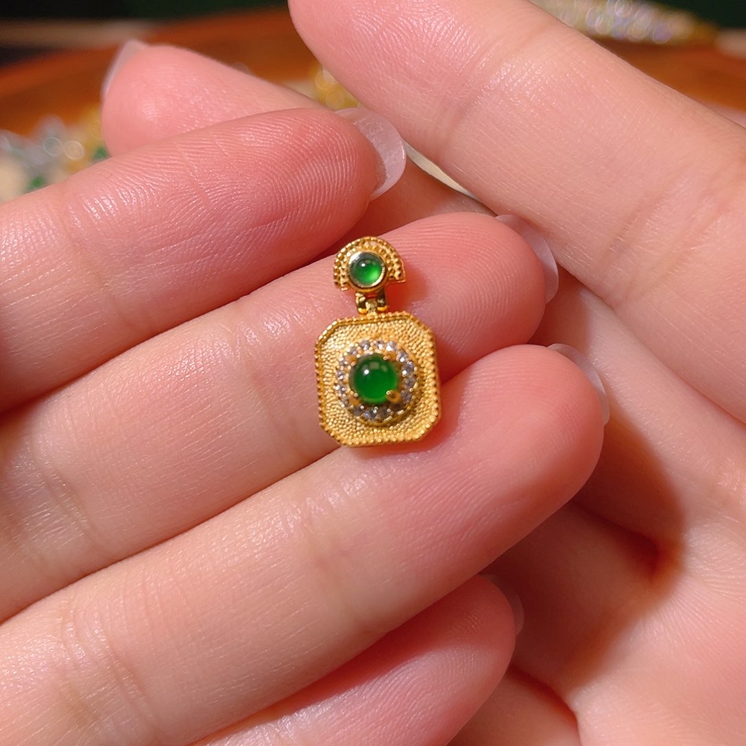 翡翠吊坠(不含链)银S925镶嵌