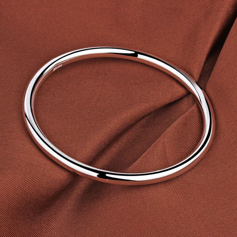 999闭口纯银光面素圈手镯足银简约百搭送母亲女友生日纪念