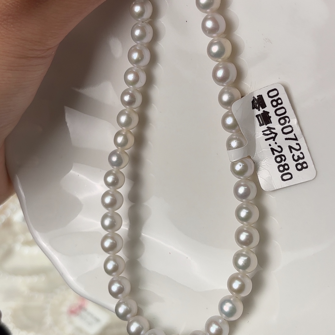 未镶嵌淡水珍珠手链项链卡6.5暖白