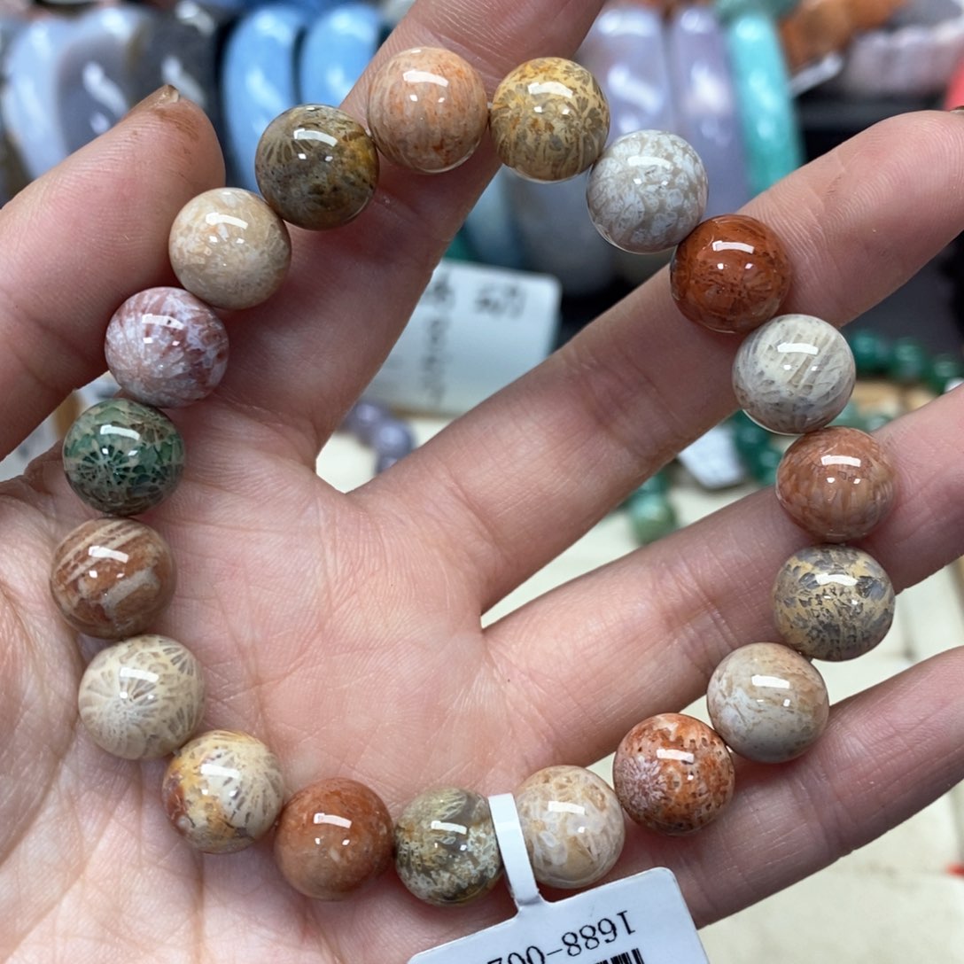 硅化珊瑚（珊瑚玉）手链未镶嵌我***肉490