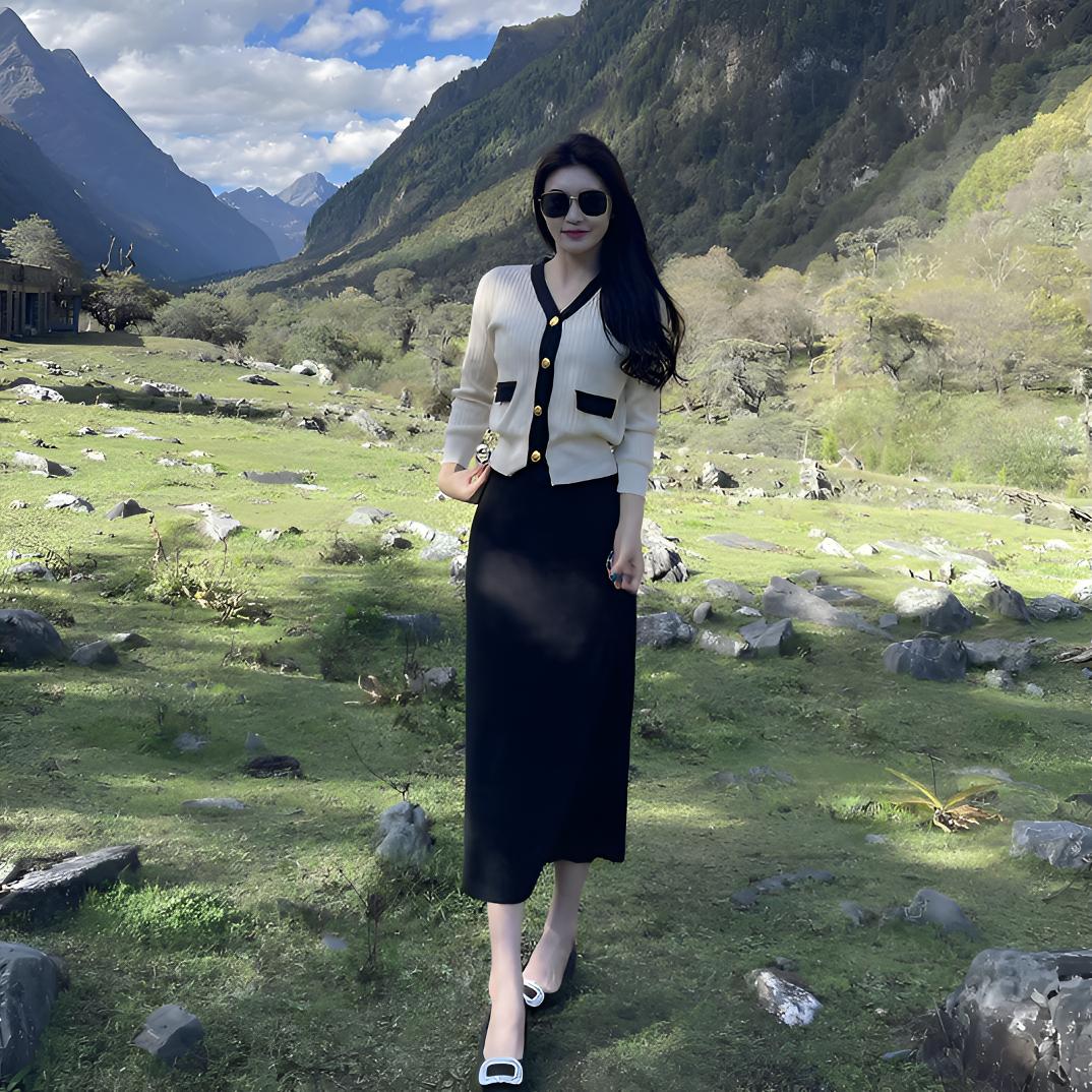 白色长袖针织开衫毛衣小香风上衣打底内搭外穿气质显瘦时尚修身