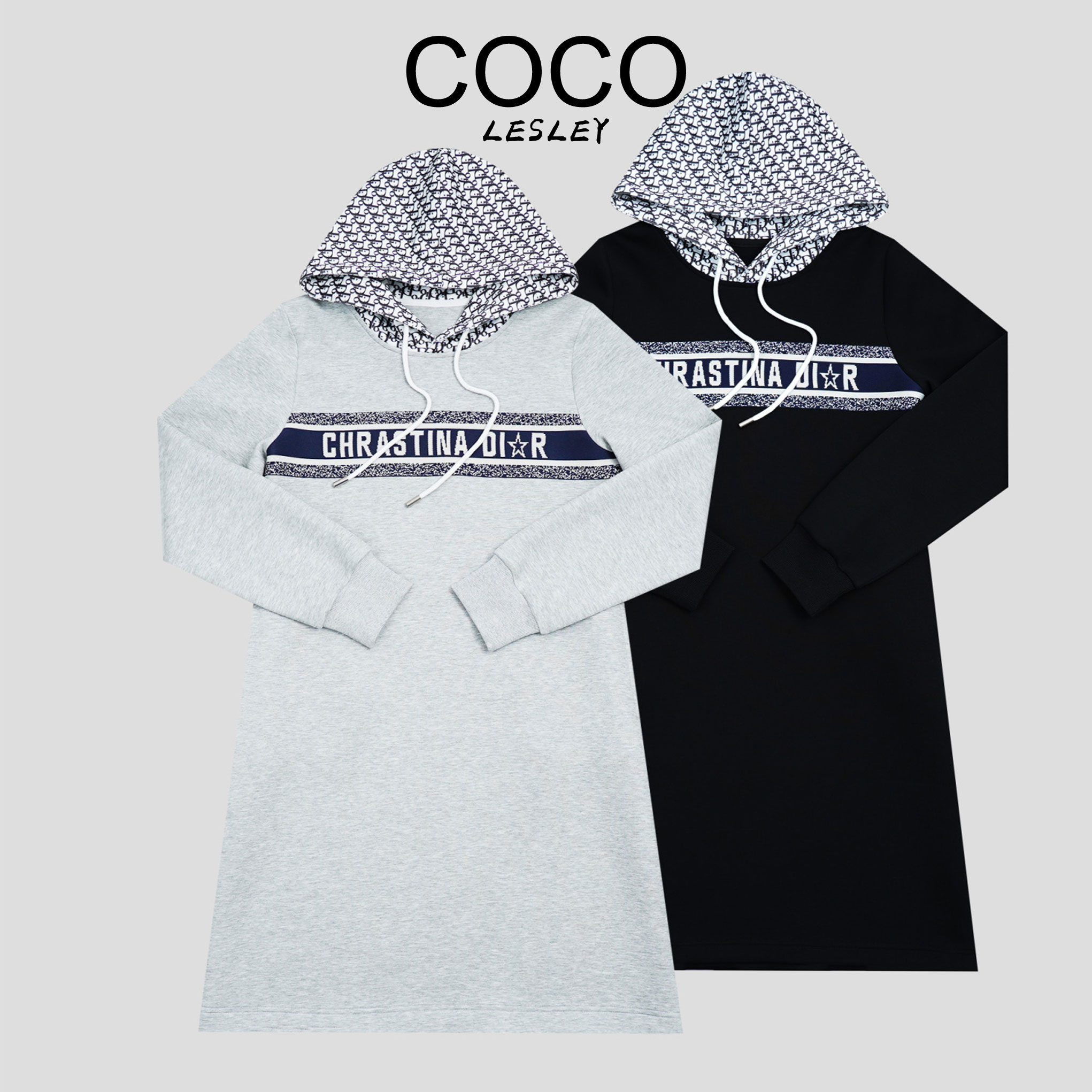 COCO LESELY【晚宴流光】25年早秋新款休闲时尚连帽连衣裙