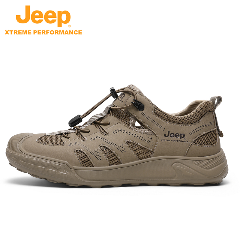 JEEP/吉普夏季网面透气男鞋户外包头运动休闲徒步鞋防镂空涉水鞋