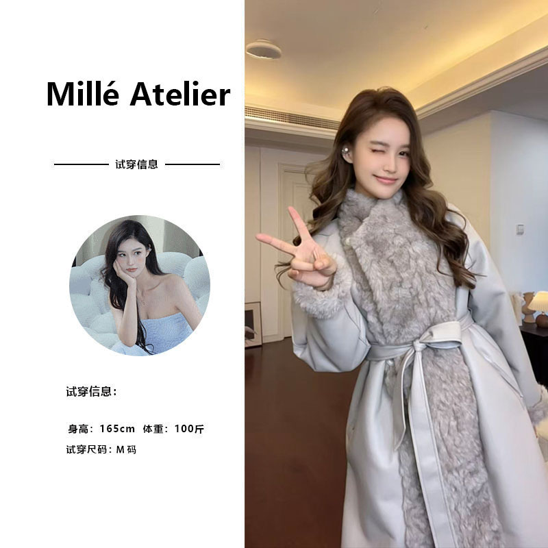 【米儿】长款轻奢风宽松型毛领百搭气质女装2698