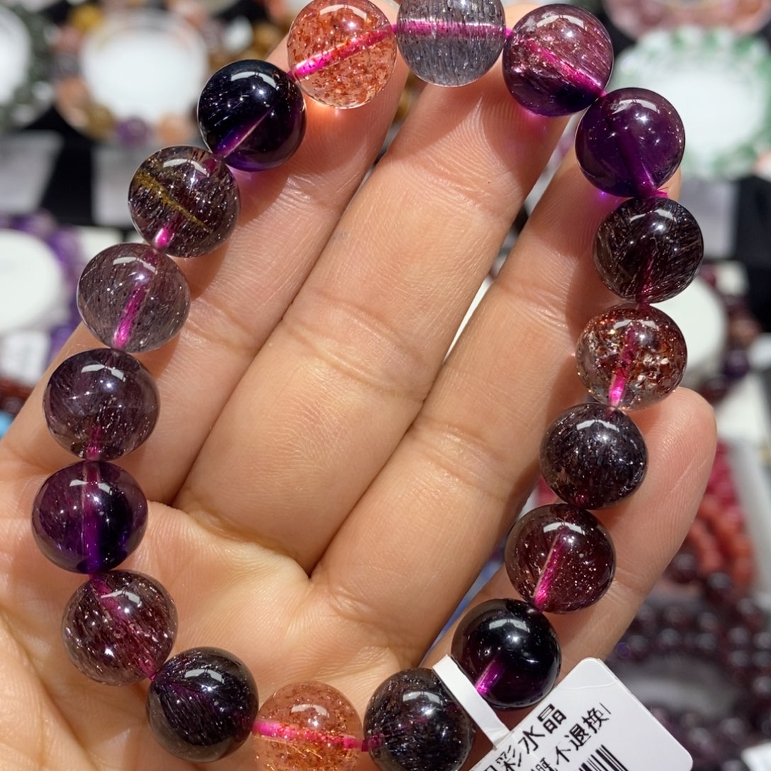 水晶手串未镶嵌老矿黑加仑11