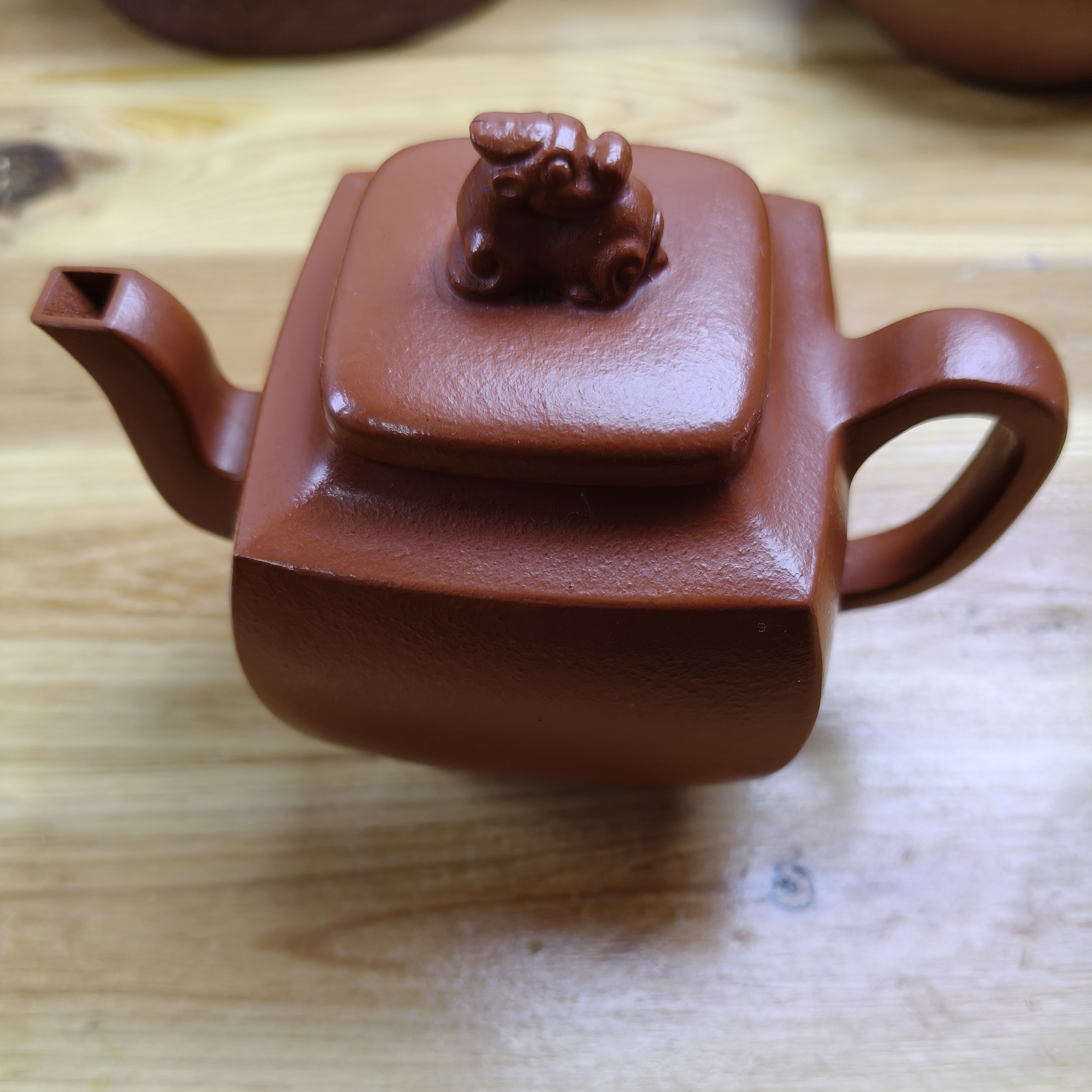 宜兴紫砂壶小红泥四方100cc