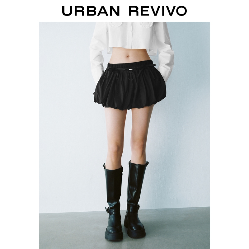 UR2025秋季新款女装少女感蝴蝶结饰花苞裙裤短裤UYU650050