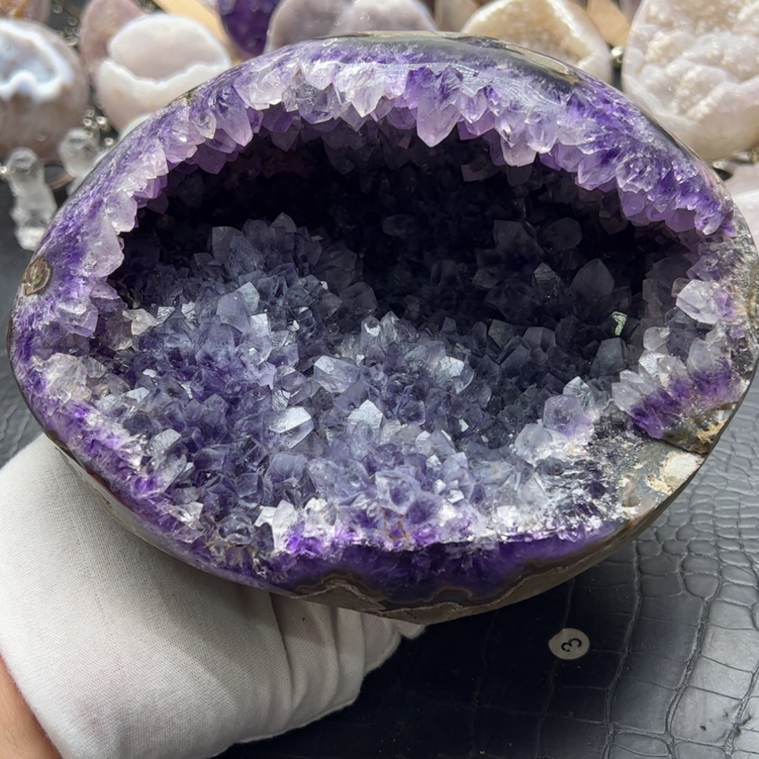 水晶珠宝半成品未镶嵌紫水晶花钱袋子有损23