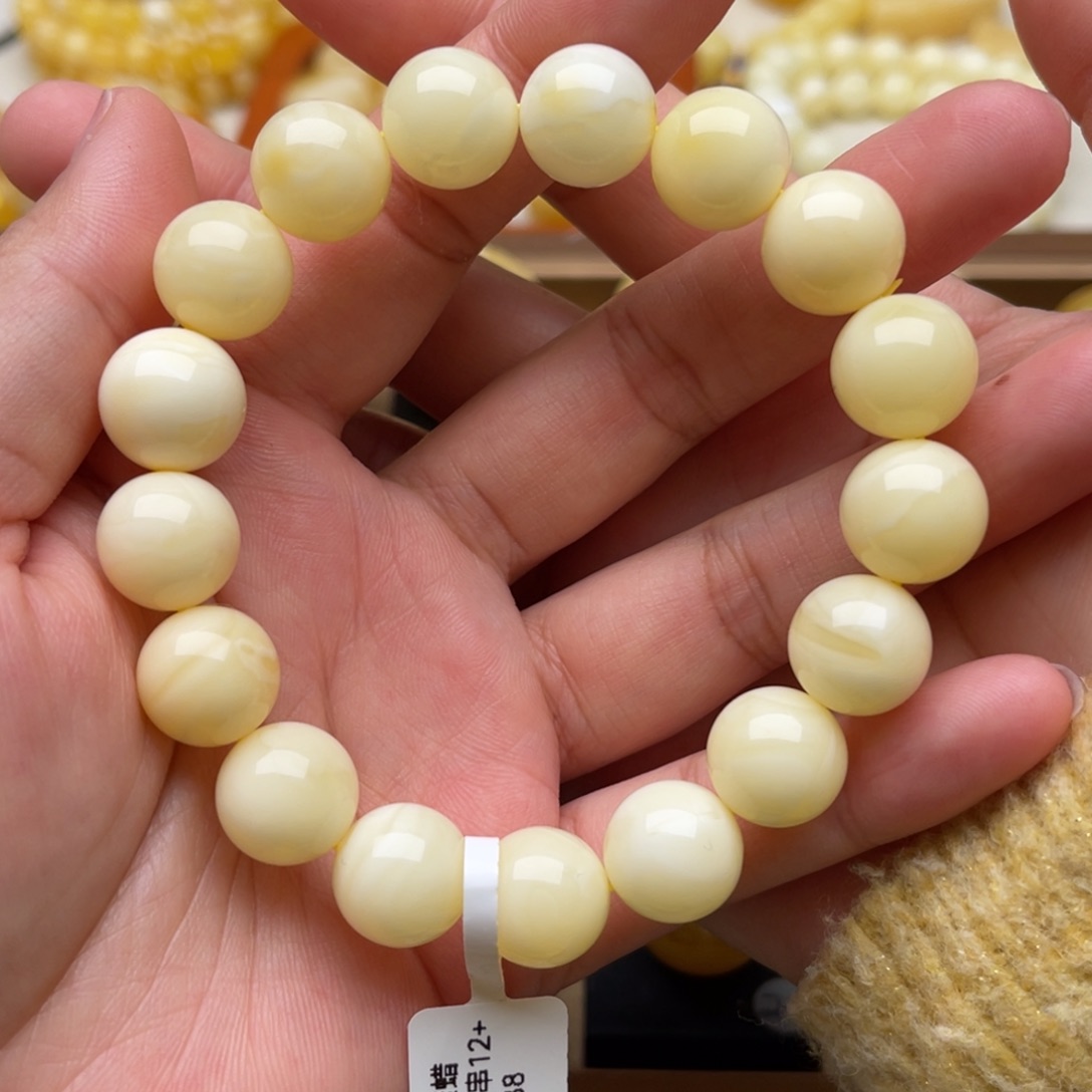 琥珀未镶嵌裸石蜜蜡手串12+笑