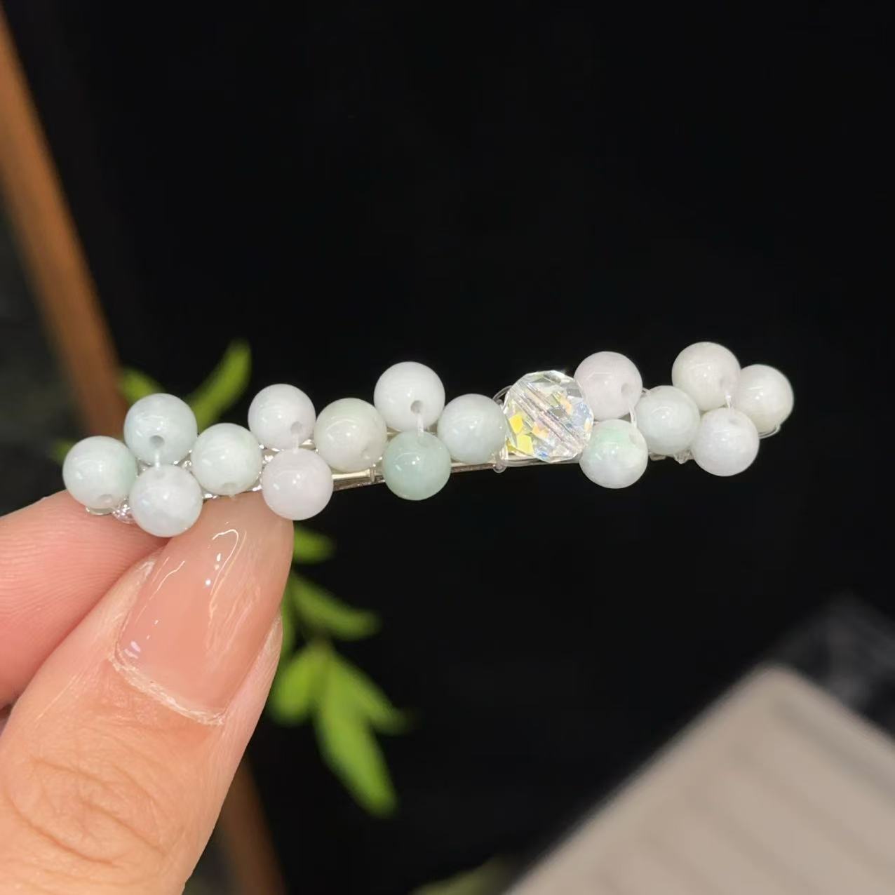 FUXI/福熙【福多多】精品水晶手工编织时尚小清新六公分扣夹1375