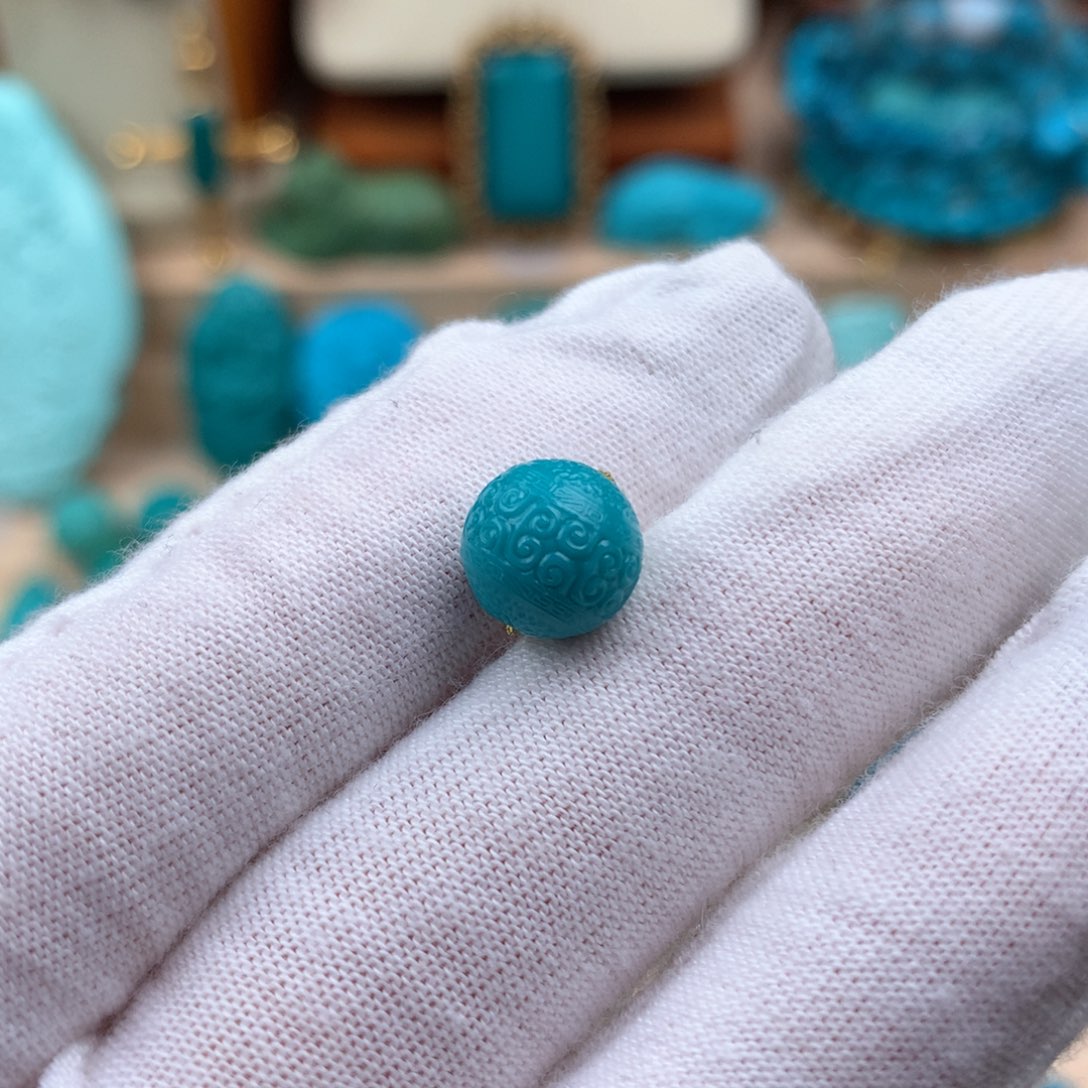 绿松石未镶嵌回纹圆珠9