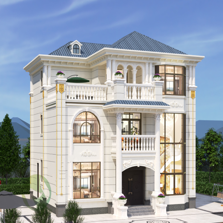 12*11米别墅新款三层欧式设计施工图农村自建房屋施工图纸全套