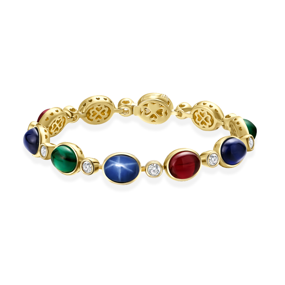 培育蓝宝石B4768【多宝】新款镶嵌多色精致百搭时尚手链