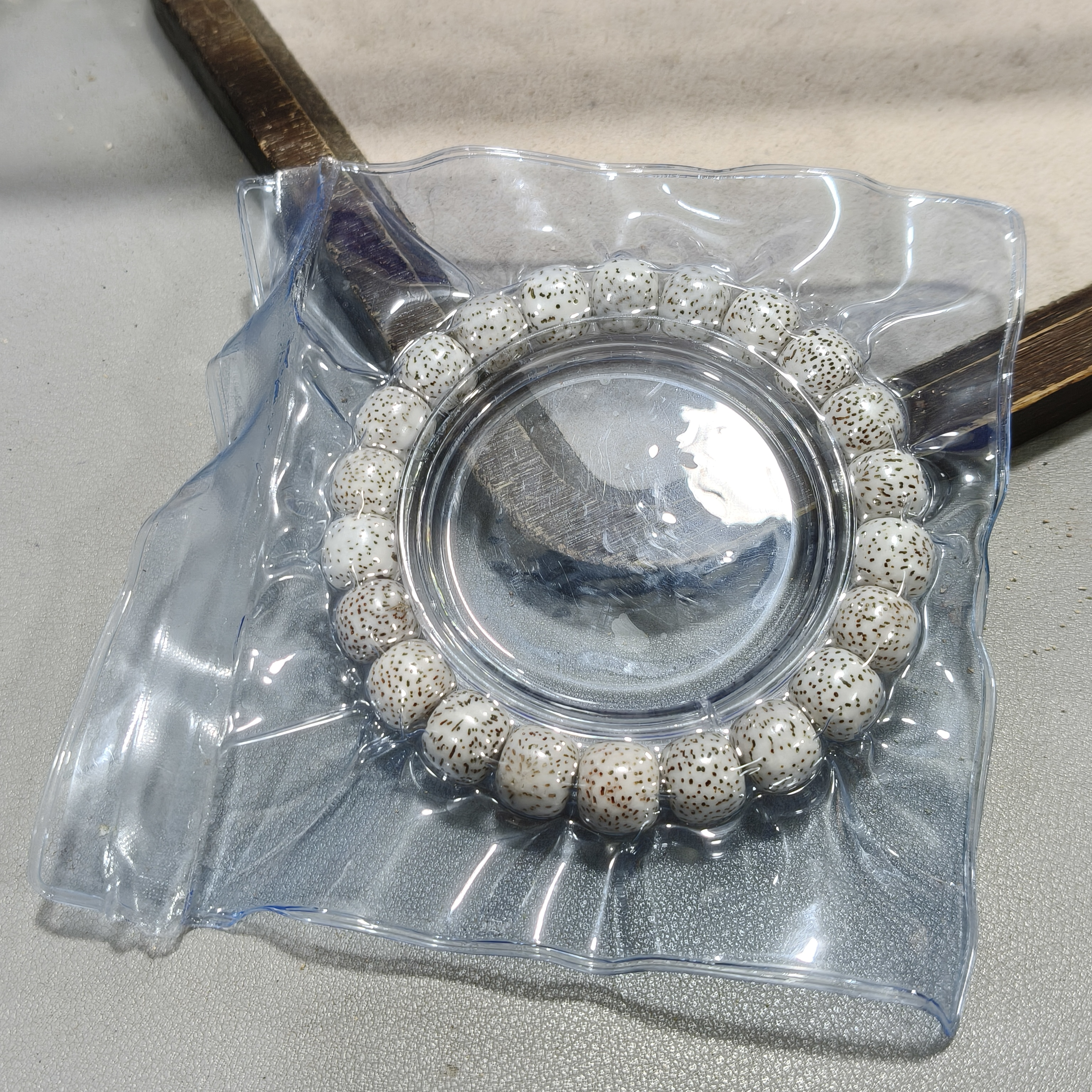 Y424 顺白高瓷星月菩提菩提卡11×10老型珠单圈手串