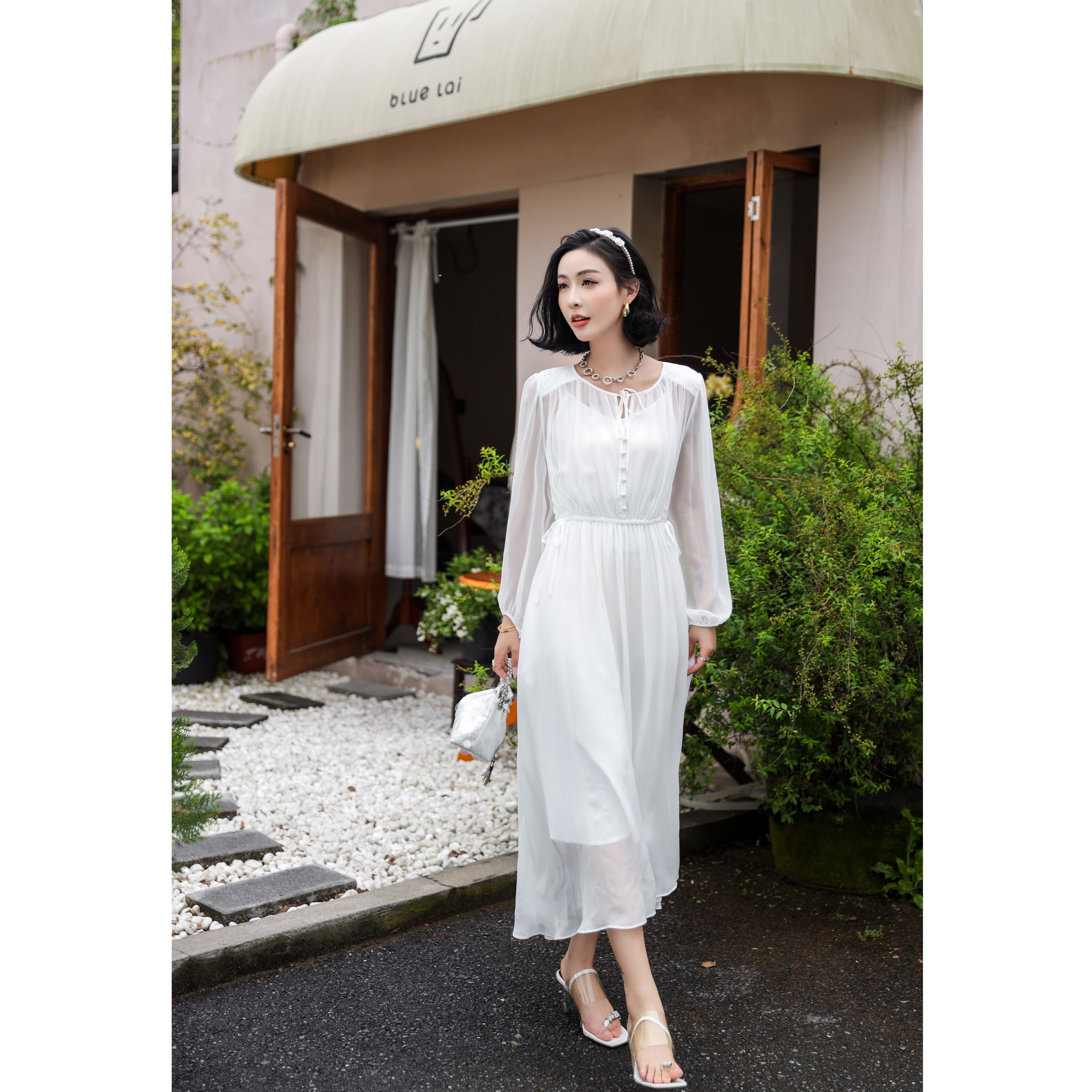 桑蚕丝女装连衣裙优雅显瘦显瘦真丝连衣裙24A807