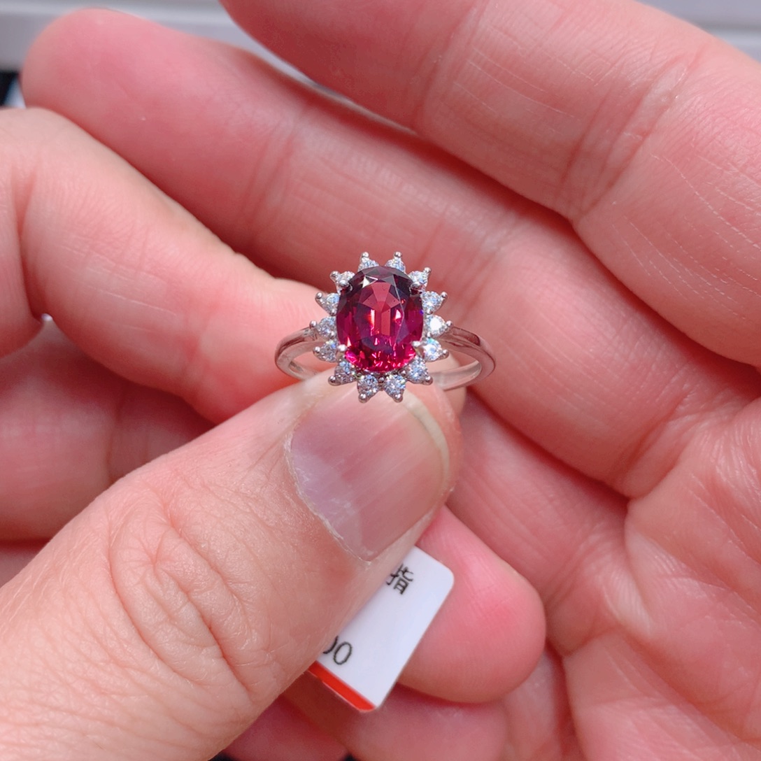 石榴石戒指银S925镶嵌