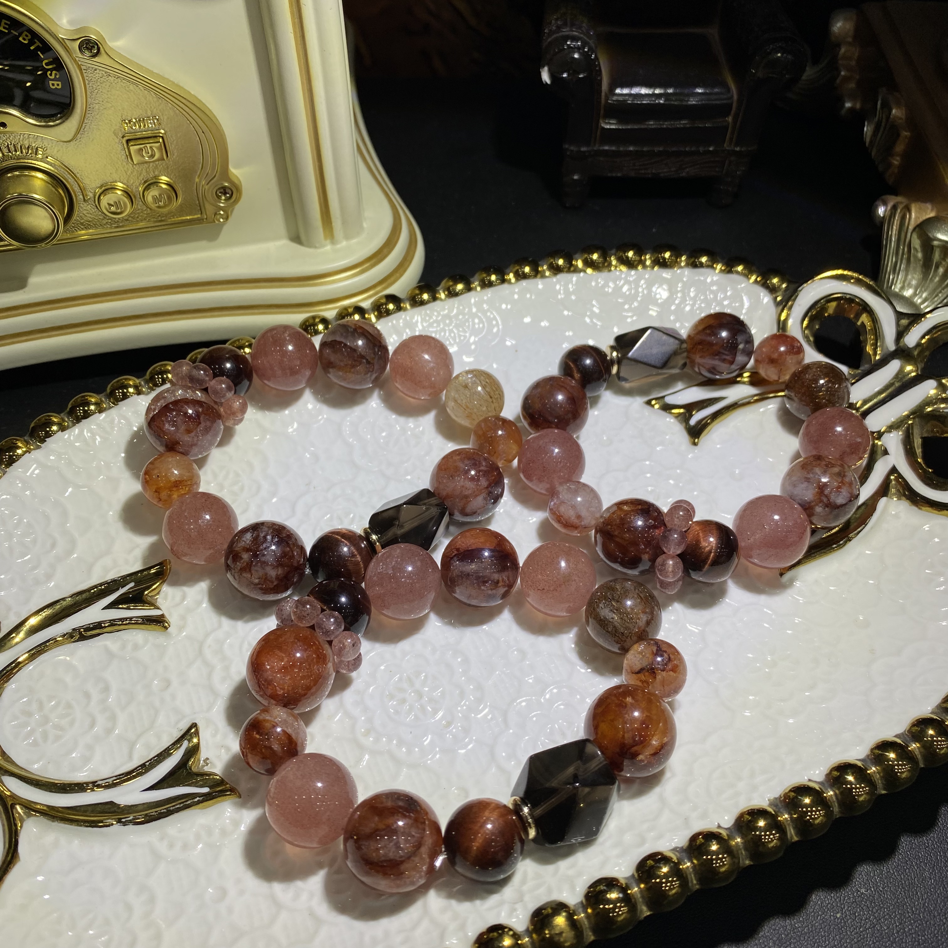 X771-大颗粒天然水晶多宝手串单圈设计款-多样性发其一