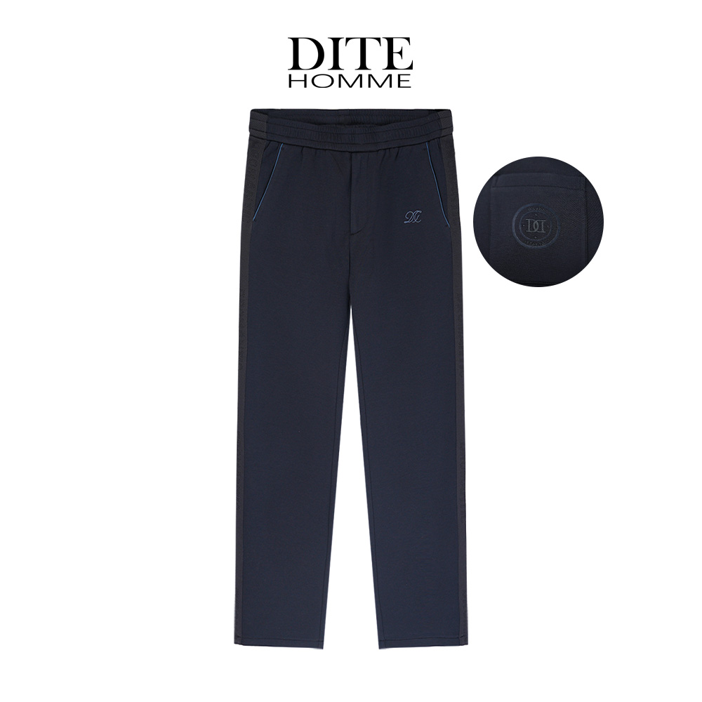 Dite迪特冬季男士新款男士运动针织舒适直筒户外蓝色百搭休闲裤