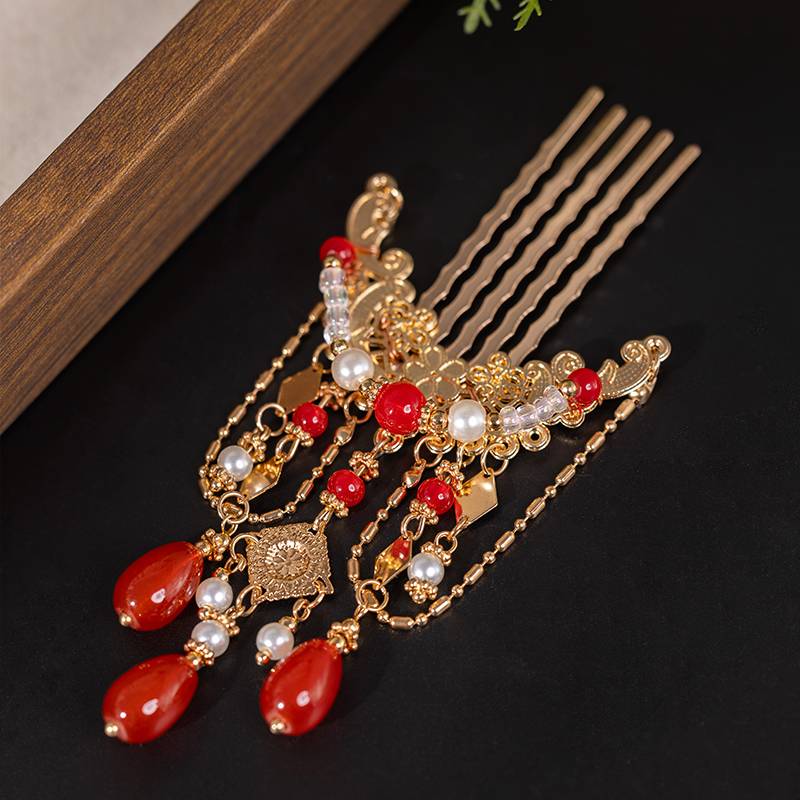 仙气古风汉服头饰发梳钗子步摇后压流苏