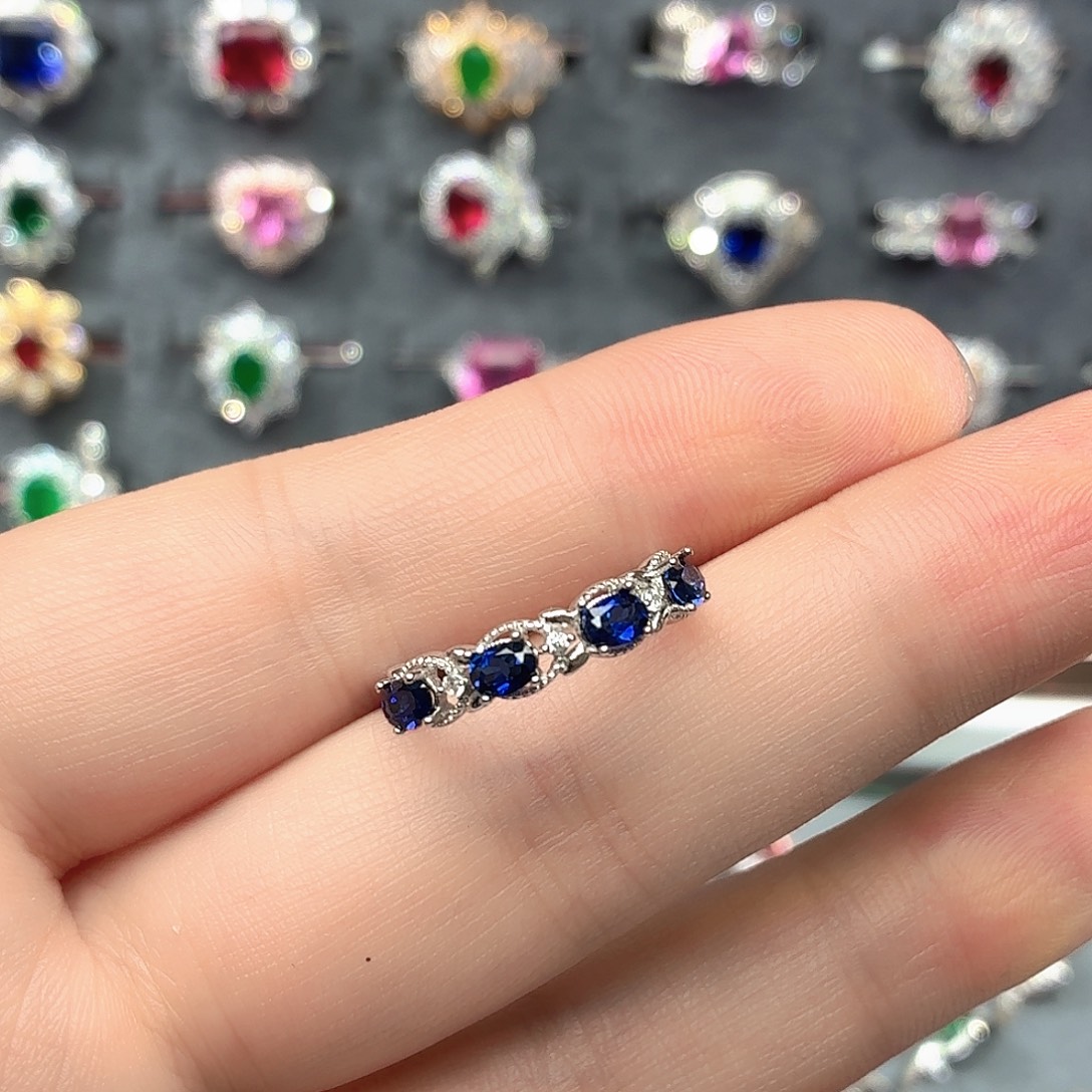 925银培育皇家蓝色宝石