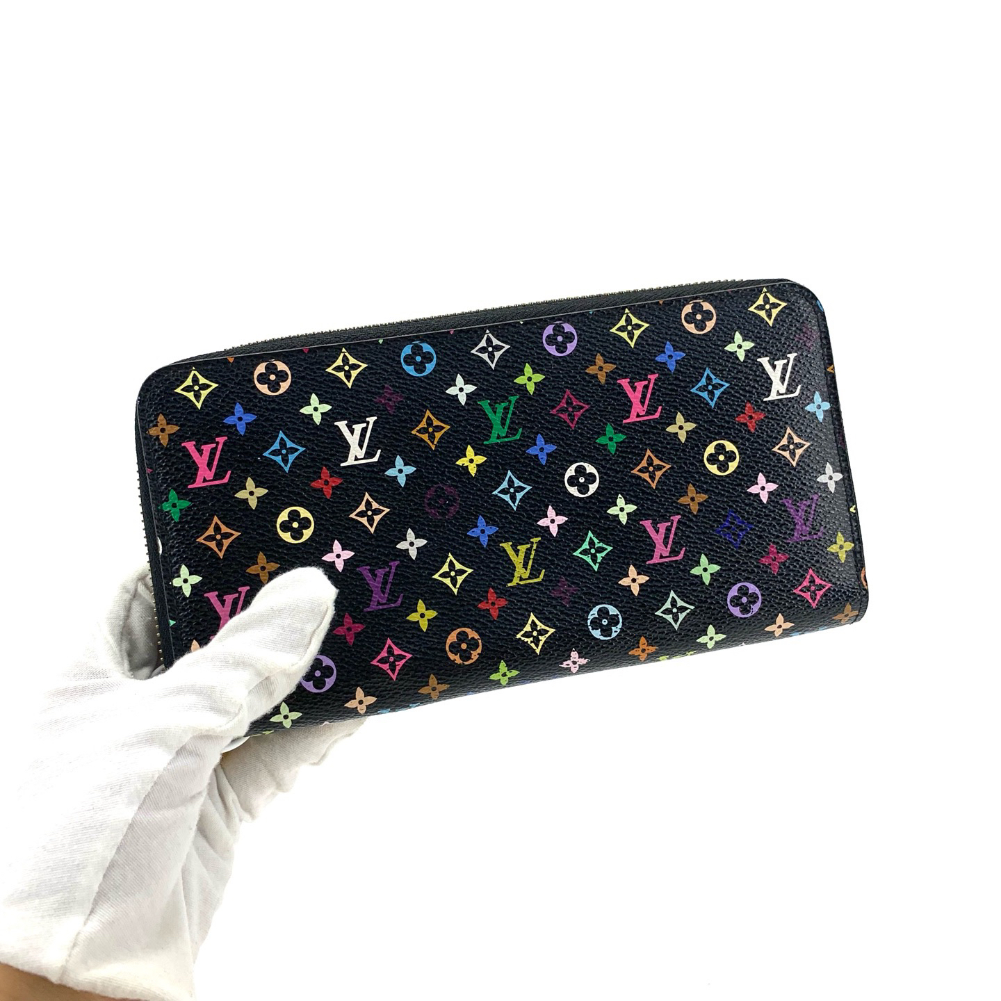 99新 LouisVuitton/路易威登 经典黑三彩窄版拉链钱包  尺寸20/10