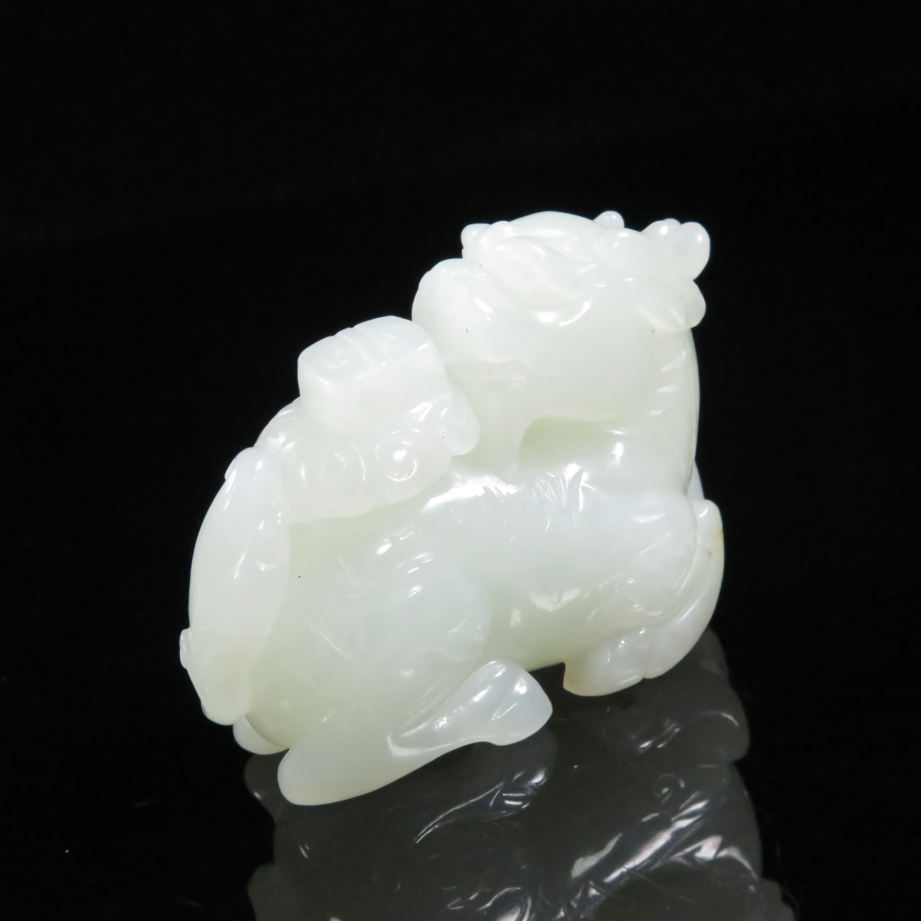 晚清白玉麒麟送书/HY604896/和田玉/槐荫山房