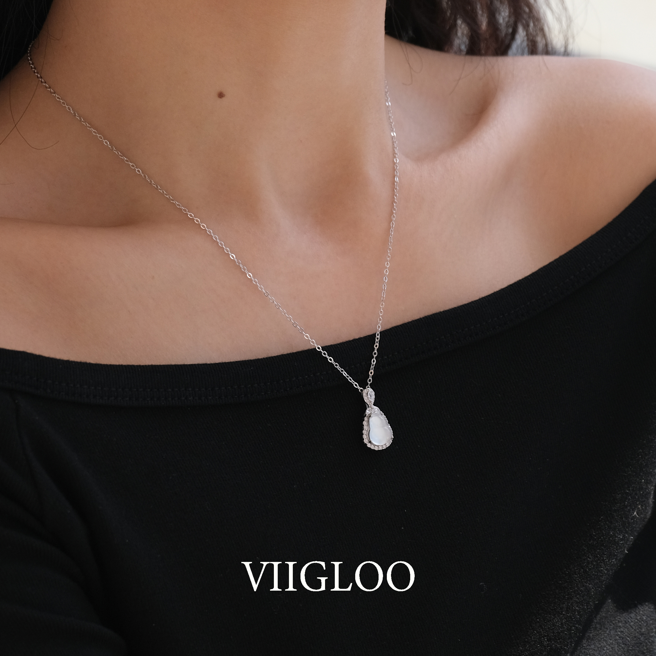 ⅦGLOO｜月光与诗-水沫冰透项链轻奢银色锁骨链