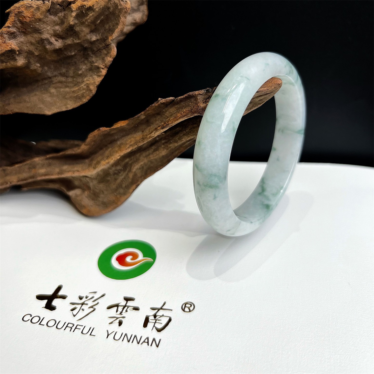 Colourful Yunnan/七彩云南天然翡翠糯冰种油青飘花翡翠手镯