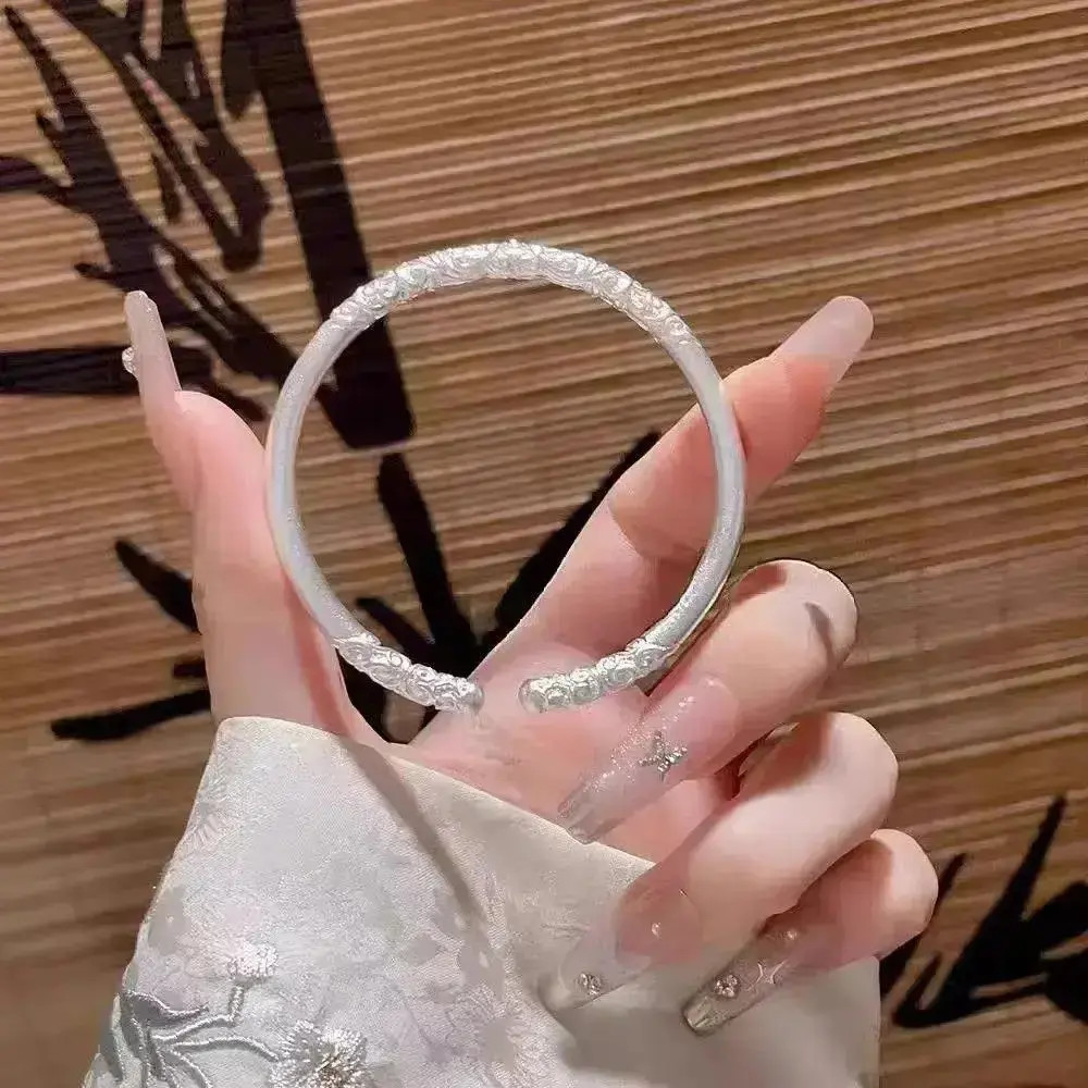 999.9银卷草纹祥云金箍棒开口镯