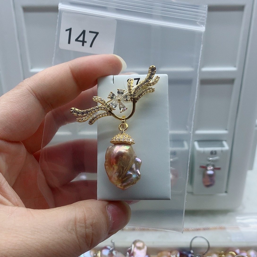 合金淡水珍珠吊坠(不含链)