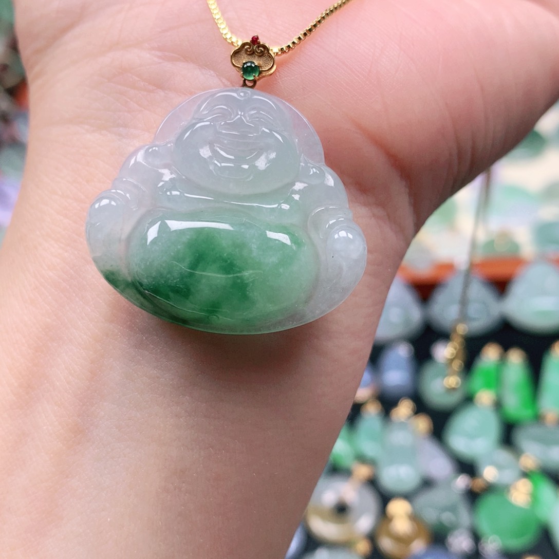 吊坠(不含链)18K金镶嵌翡翠