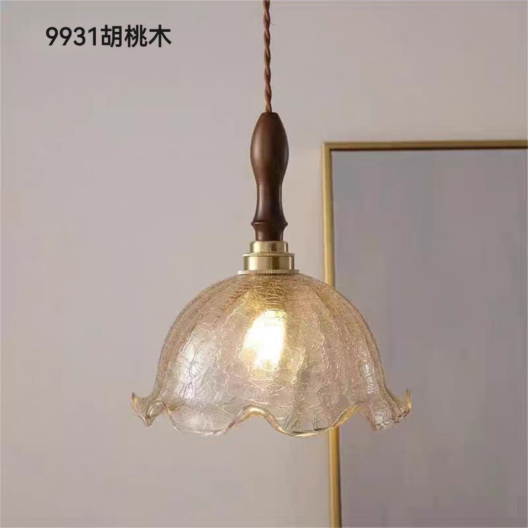 中古胡桃木美式复古餐厅玻璃吧台客厅餐吊床头玄关书房卧室小吊灯