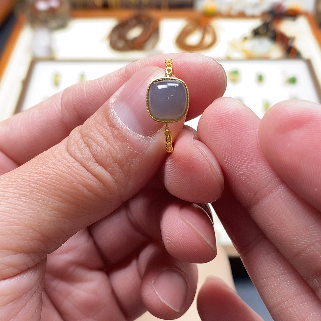 和田玉戒指银S925镶嵌