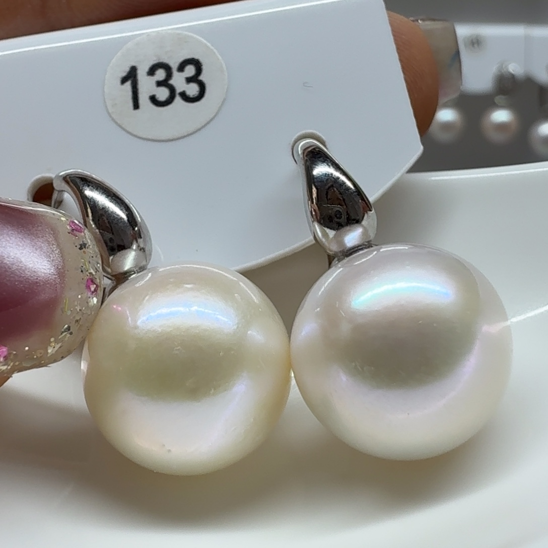 月****淡水珍珠耳饰银S925镶嵌珍珠13.7