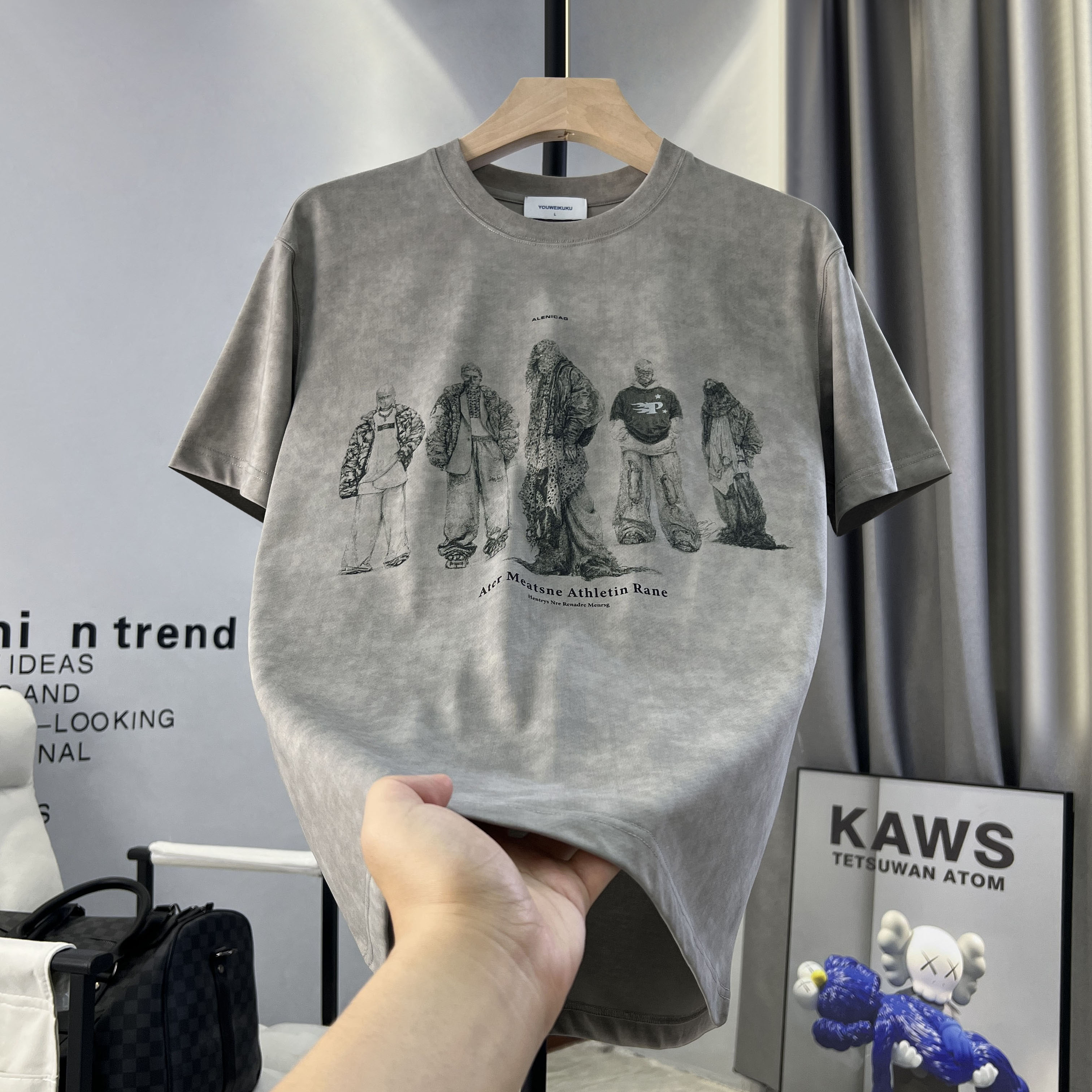 男士2025夏季潮流扎染短袖男透气美式休闲百搭印花圆领T恤【5669】