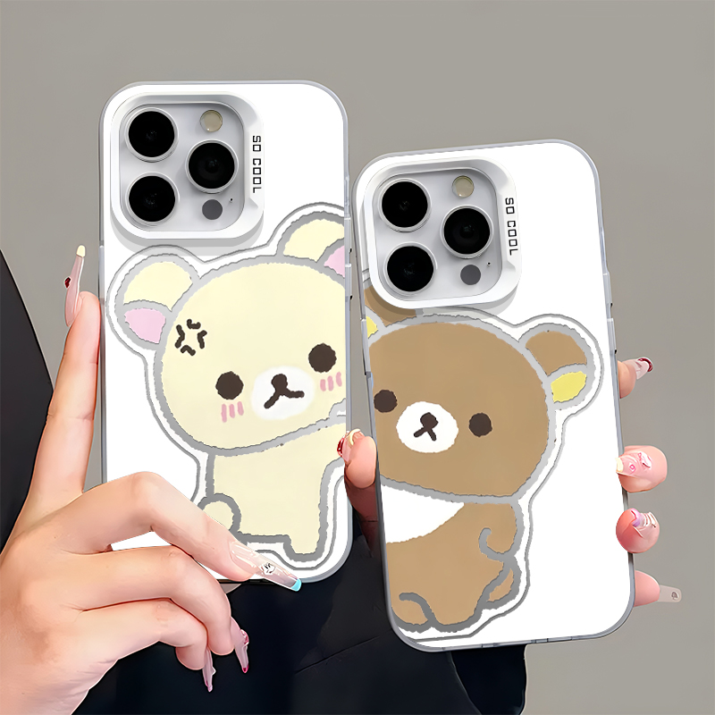 情侣轻松熊贴贴适用苹果16promax手机壳15p华为P70vivo小米14oppo