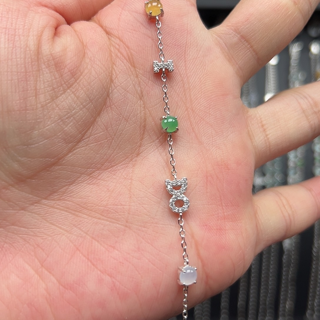 翡翠银S925镶嵌手链