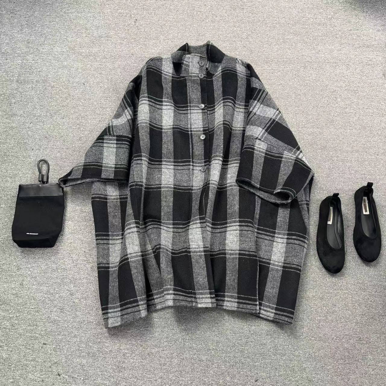 瑶睿安240斤 原创设计双面绒纯手工斗篷大衣气质宽松全毛大衣836