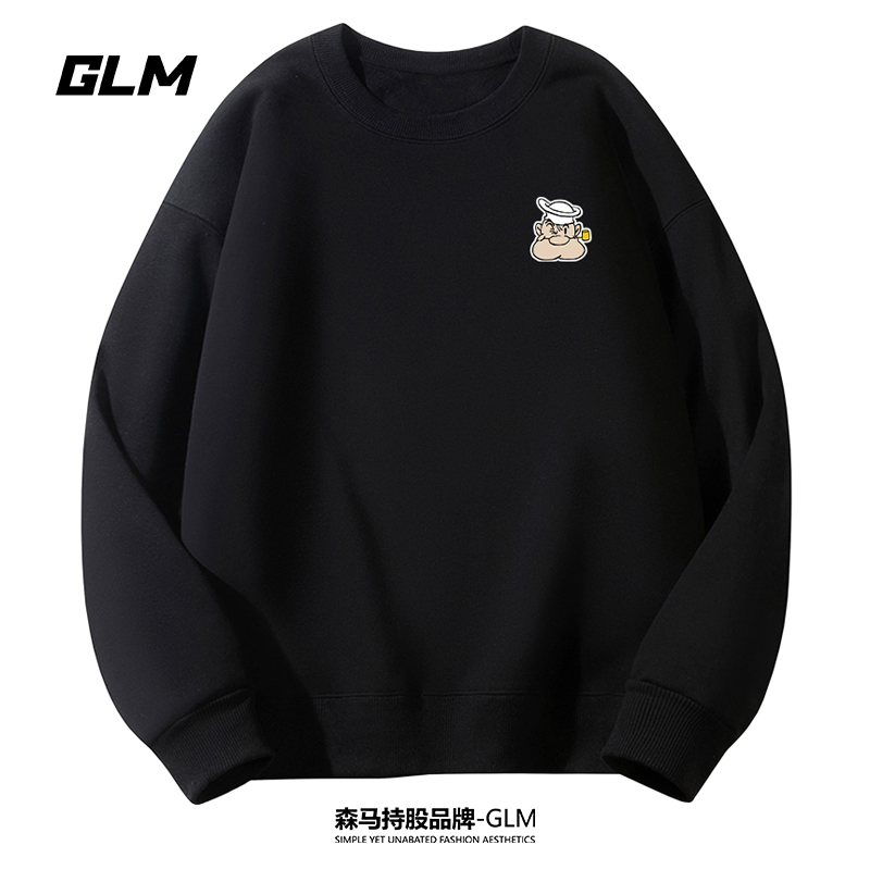 大力水手联名GLM春秋男士卫衣休闲外套宽松情侣大码长袖T恤打底衫
