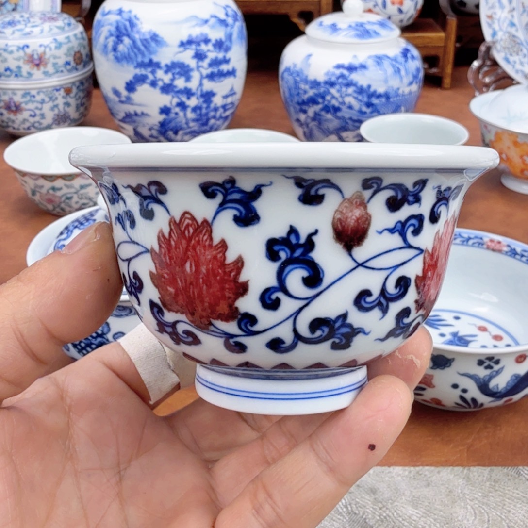 摆件陶瑕疵青花釉里红