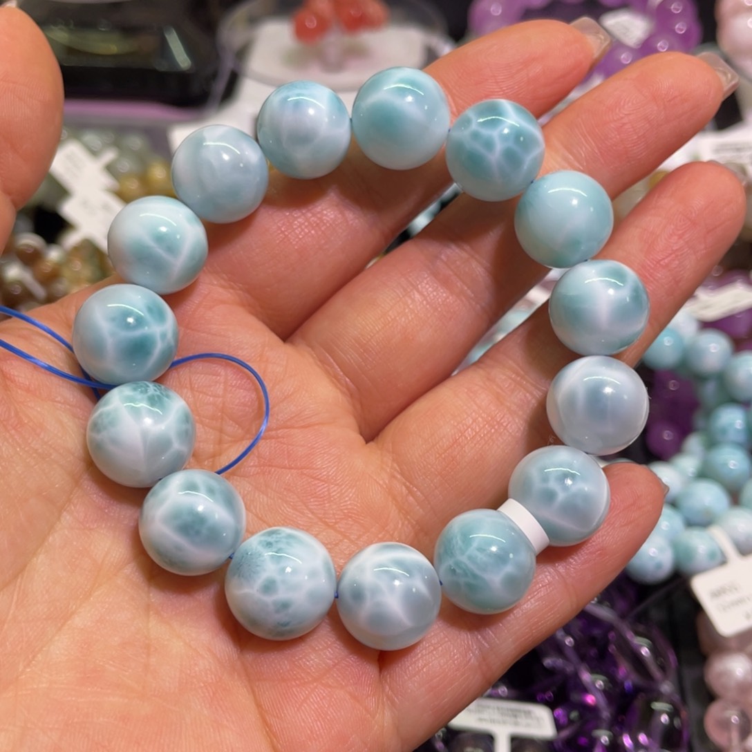 针钠钙石（海纹石）手链未镶嵌14mm海纹石