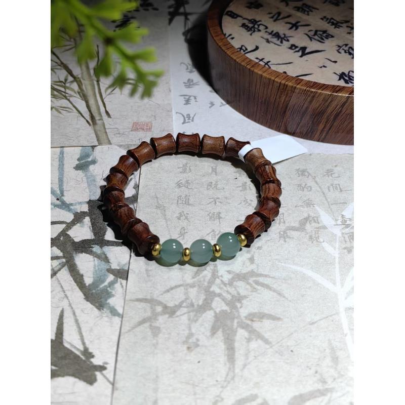 花梨 木 竹节 三绿珠 单圈手串（无礼盒）204