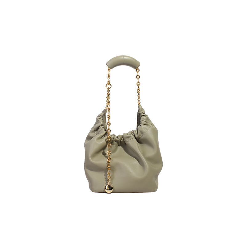 褶皱柔软手柄可调节磁扣单肩手提托特包包小号BK-1200-粘土绿