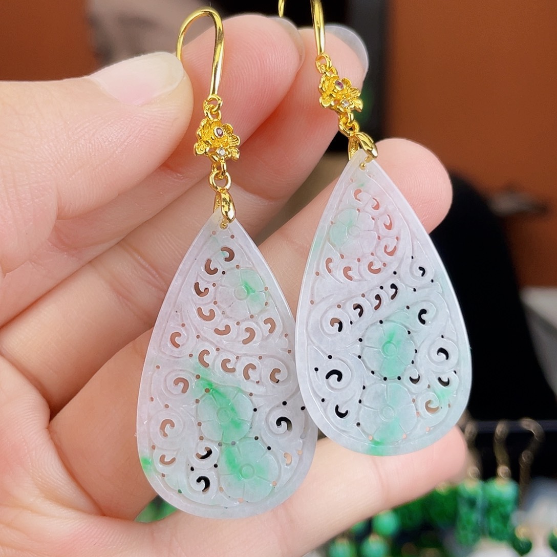 翡翠未镶嵌耳饰饰品