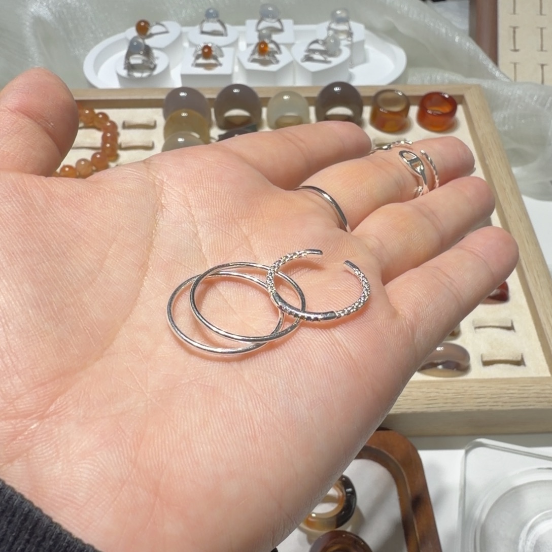 古***宁玛瑙/玉髓足银镶嵌戒指