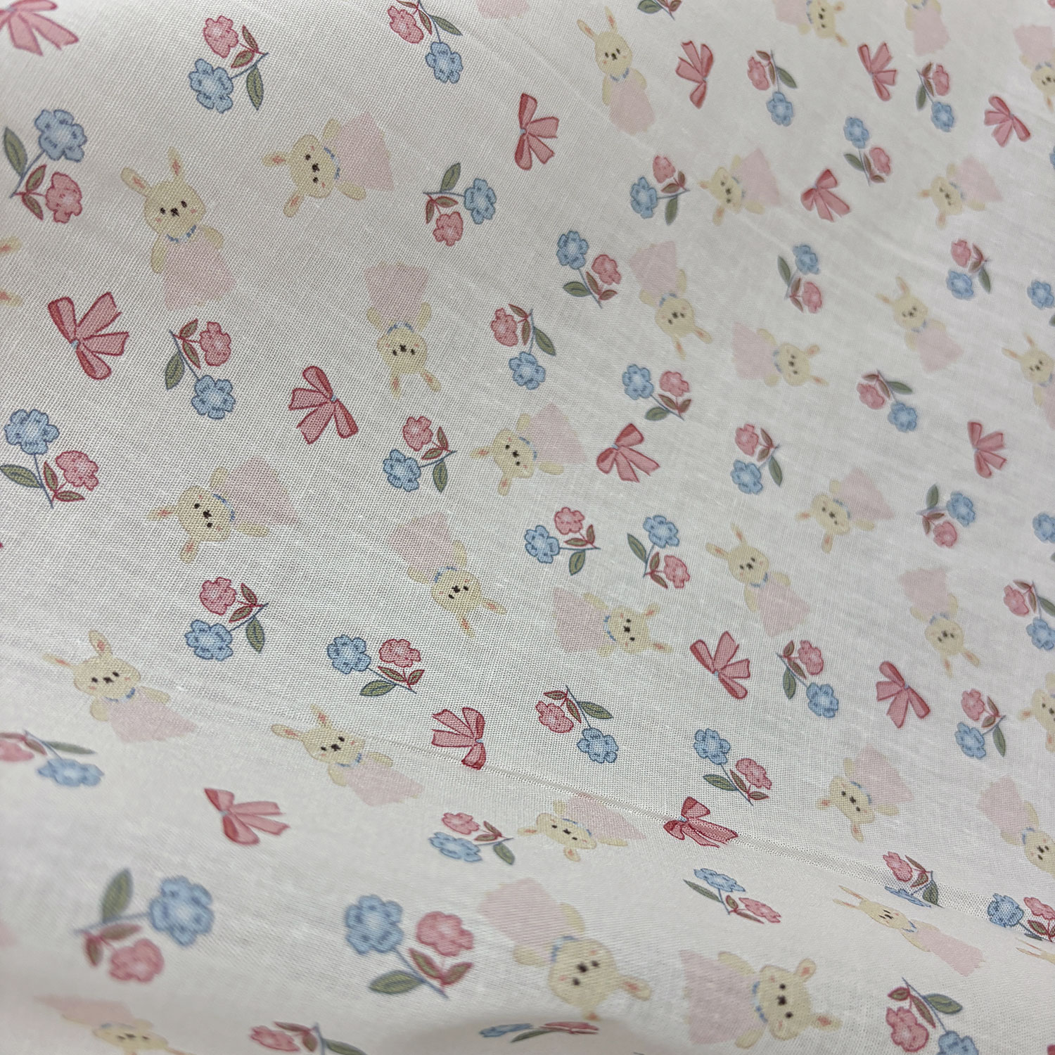 小兔子碎花60s府绸全棉布料100纯棉家居制衣面料门幅1.5米