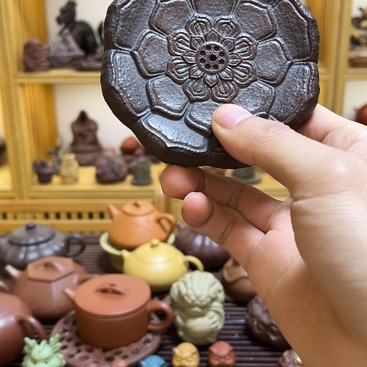 茶壶紫砂紫砂莲花香插底座