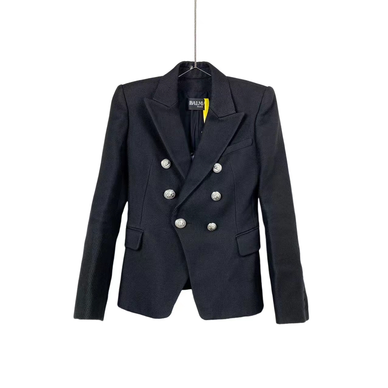 95新 BALMAIN/巴尔曼 aa0160  黑色编织外套 36码 