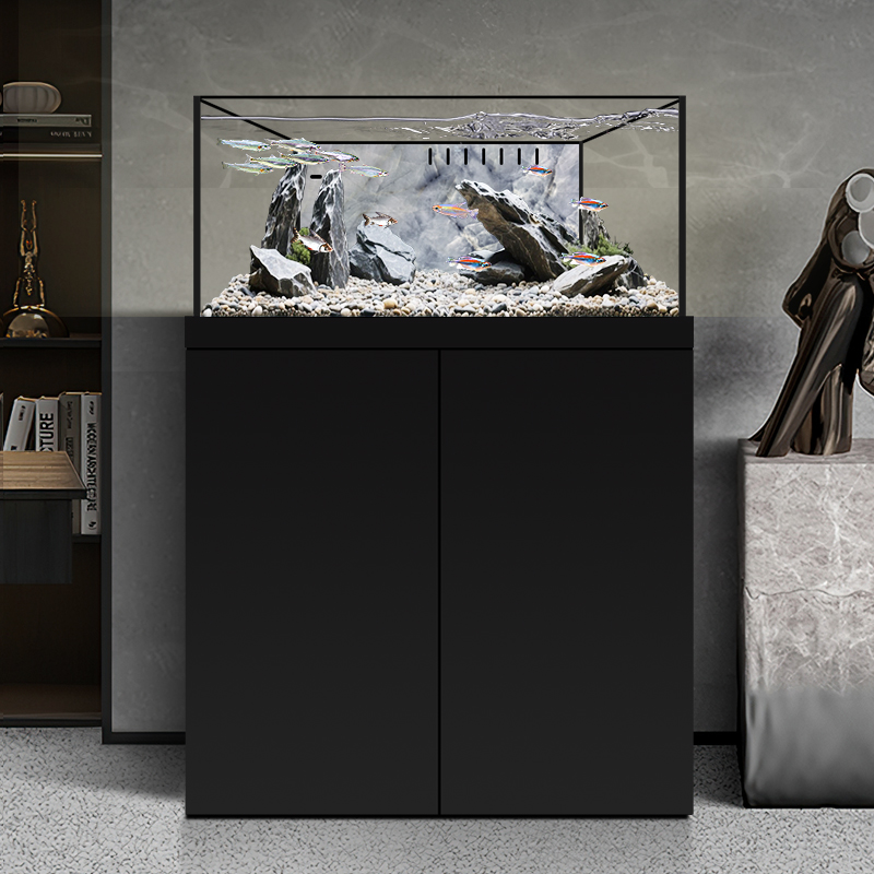 汉霸溪流缸客厅小型2025新款立式落地一体底过滤方形鱼缸超白玻璃